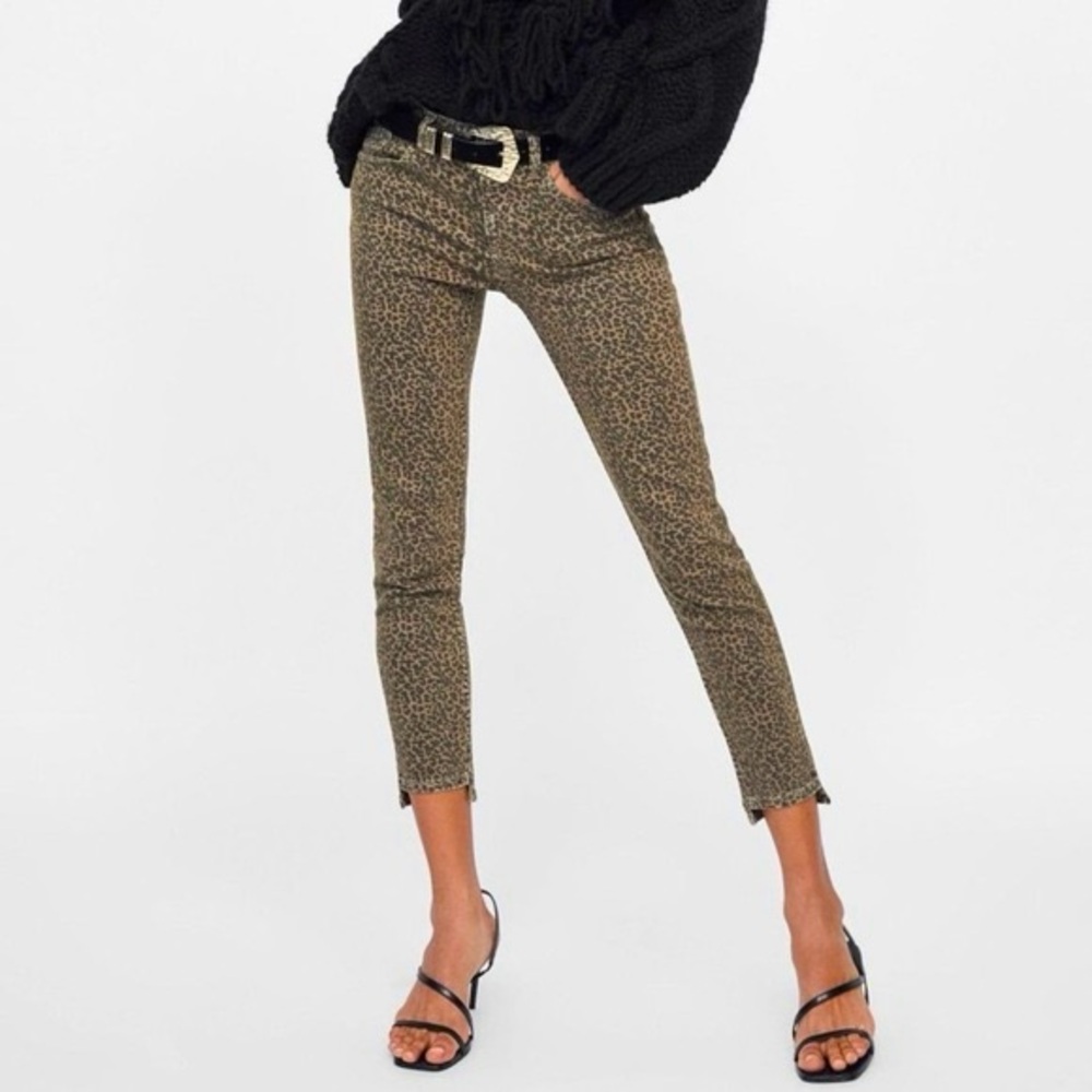 ZARA LEOPARD‎ Mid rise Skinny Cropped Jeans size 4